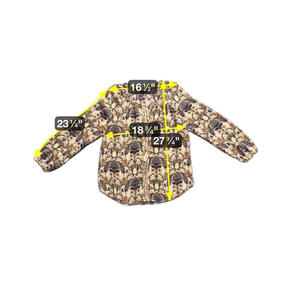 Meadow Rue Boho Blouse Cream Paisley Print Women's Medium Hippie Anthropologie‎ - Picture 6 of 8